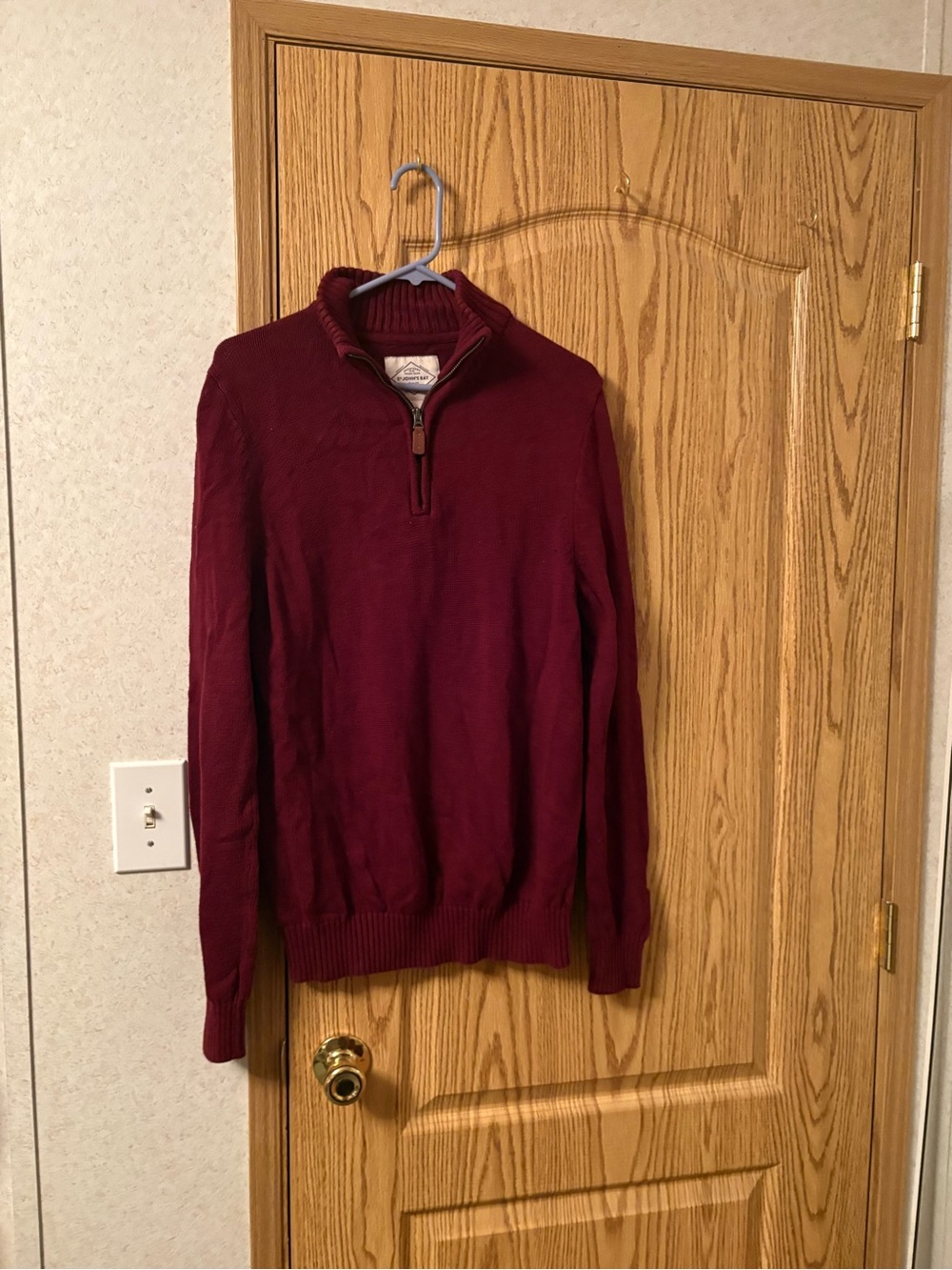 St. John's Bay Men's Zip-Neck Sweater in Deep Burgundy